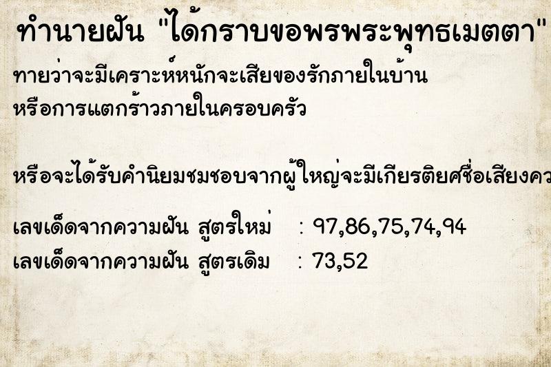 ทำนายฝันทำนายฝันได้กราบขอพรพระพุทธเมตตา