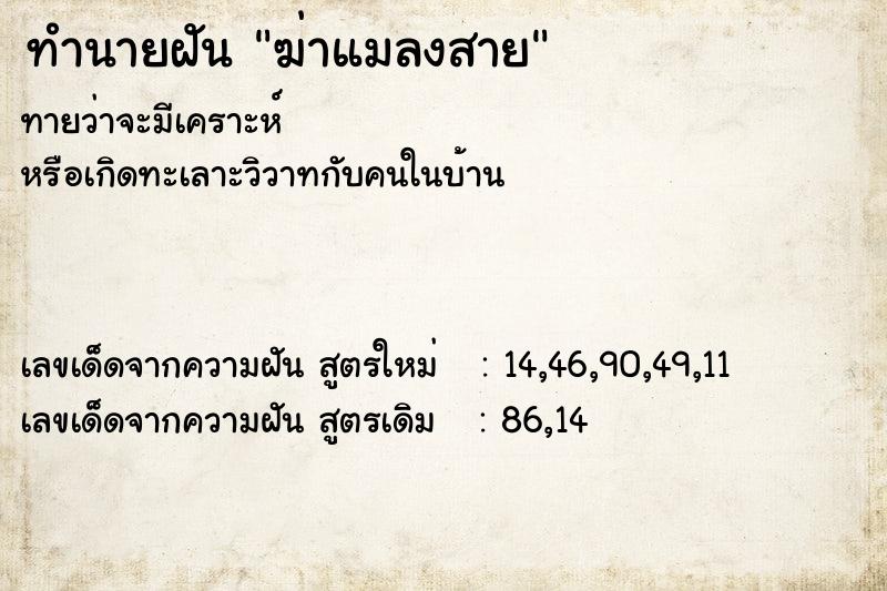 ทำนายฝันฆ่าแมลงสาย ทำนายฝันทำนายฝันฆ่าแมลงสาย