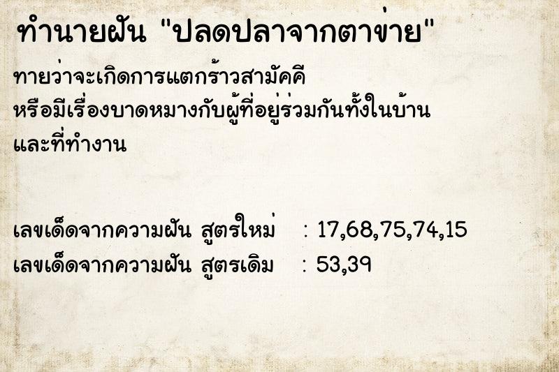ทำนายฝันปลดปลาจากตาข่าย ทำนายฝันทำนายฝันปลดปลาจากตาข่าย