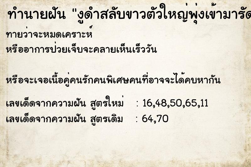 ทำนายฝันงูดำสลับขาวตัวใหญ่พุ่งเข้ามารัด ทำนายฝันทำนายฝันงูดำสลับขาวตัวใหญ่พุ่งเข้ามารัด