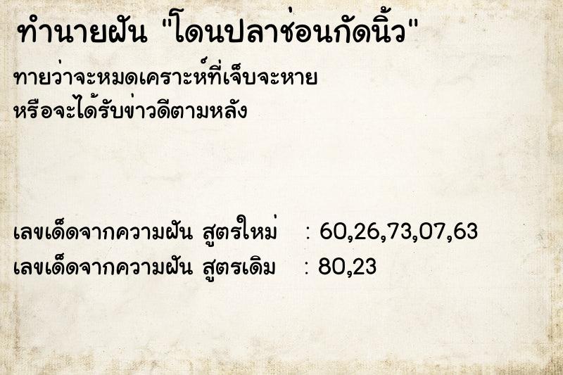 ทำนายฝัน โดนปลาช่อนกัดนิ้ว ทำนายฝัน โดนปลาช่อนกัดนิ้ว