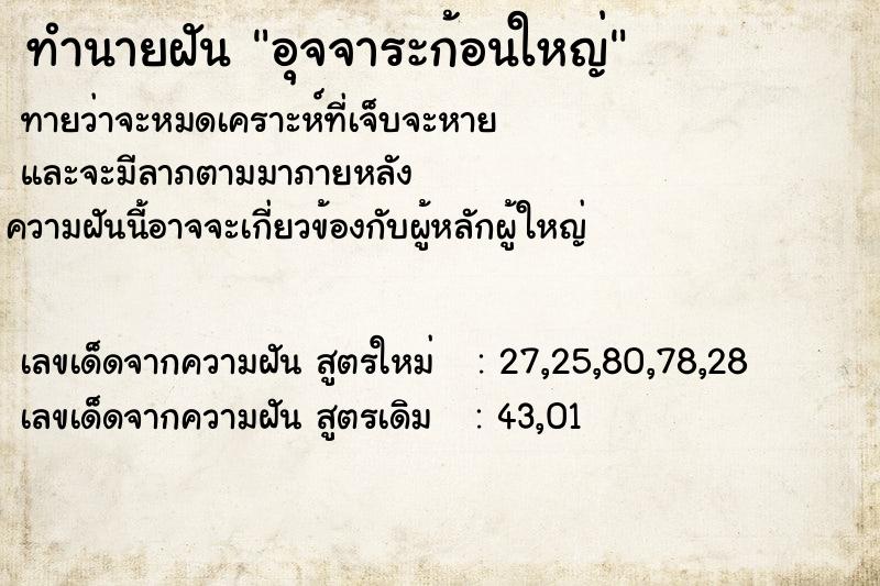 ทำนายฝัน อุจจาระก้อนใหญ่ ทำนายฝัน อุจจาระก้อนใหญ่