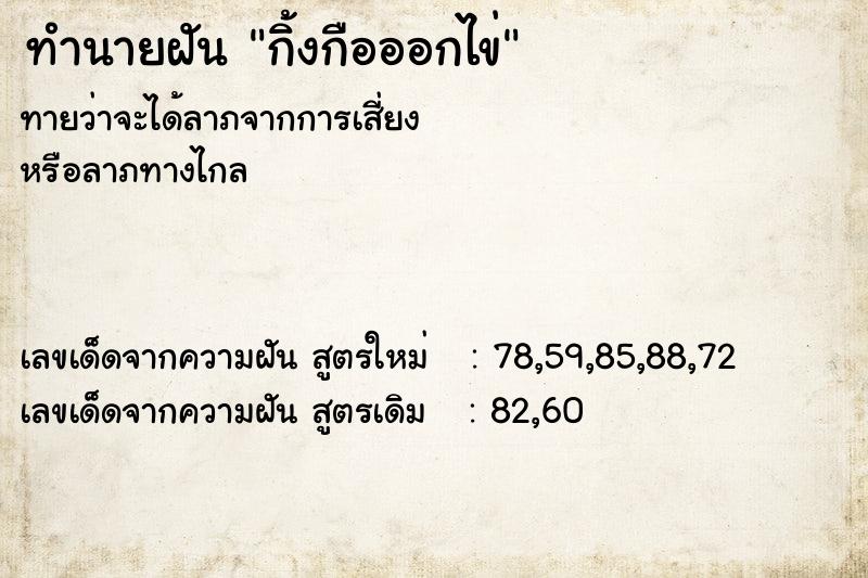 ทำนายฝันทำนายฝันกิ้งกือออกไข่