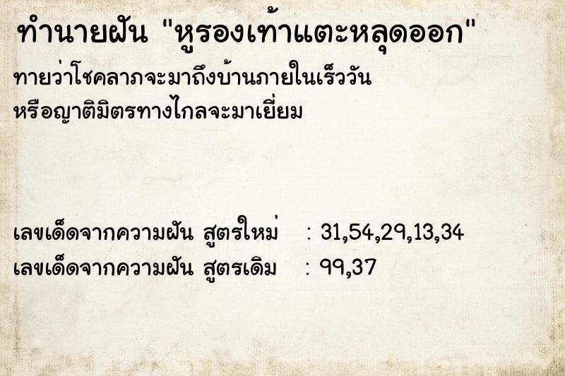 ทำนายฝันหูรองเท้าแตะหลุดออก ทำนายฝันทำนายฝันหูรองเท้าแตะหลุดออก