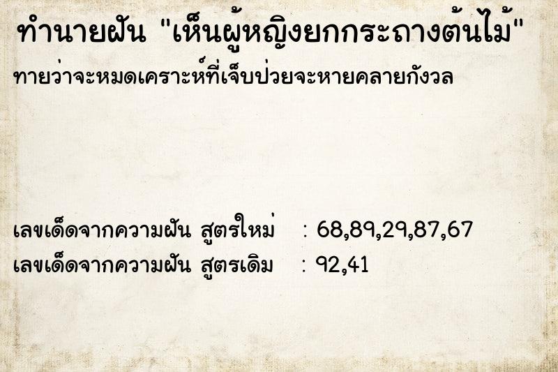 ทำนายฝัน เห็นผู้หญิงยกกระถางต้นไม้ ทำนายฝัน เห็นผู้หญิงยกกระถางต้นไม้