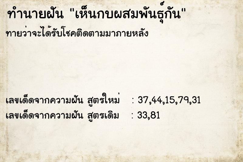 ทำนายฝันทำนายฝันเห็นกบผสมพันธุ์กัน