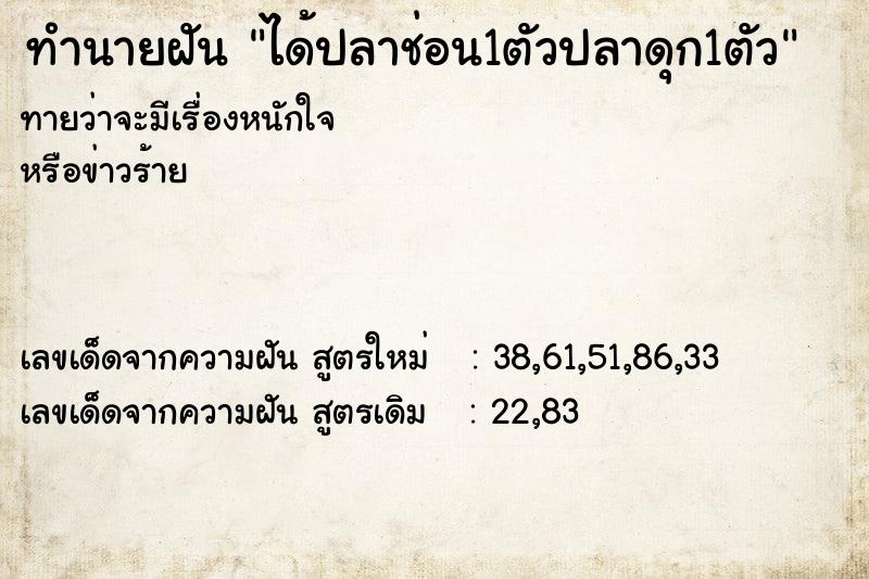 ทำนายฝันทำนายฝันได้ปลาช่อน1ตัวปลาดุก1ตัว