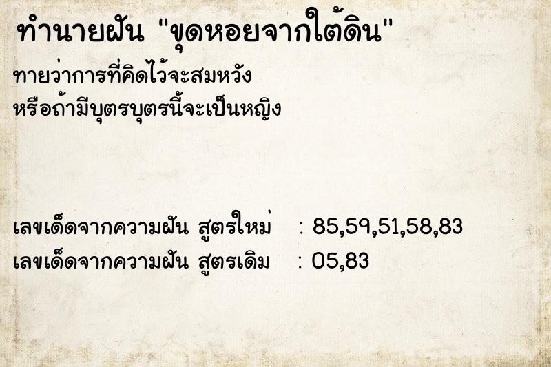 ทำนายฝันทำนายฝันขุดหอยจากใต้ดิน