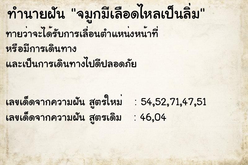 ทำนายฝันจมูกมีเลือดไหลเป็นลิ่ม ทำนายฝันทำนายฝันจมูกมีเลือดไหลเป็นลิ่ม