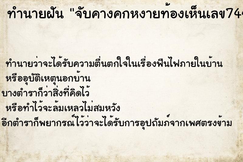ทำนายฝันจับคางคกหงายท้องเห็นเลข74438วัน ทำนายฝันทำนายฝันจับคางคกหงายท้องเห็นเลข74438วัน