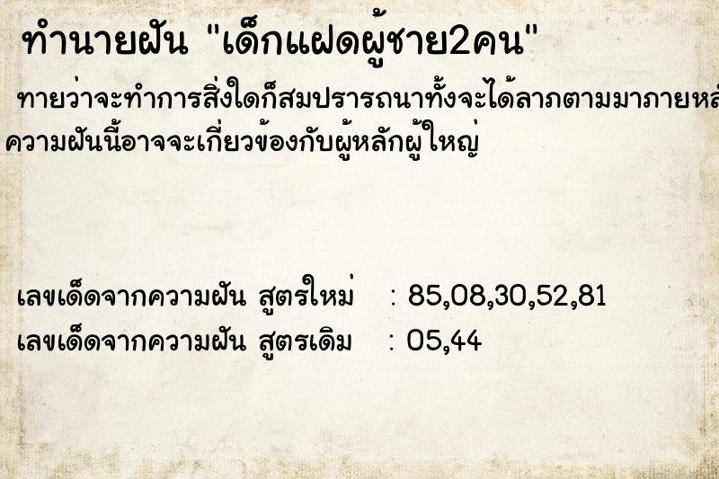 ทำนายฝันทำนายฝันเด็กแฝดผู้ชาย2คน