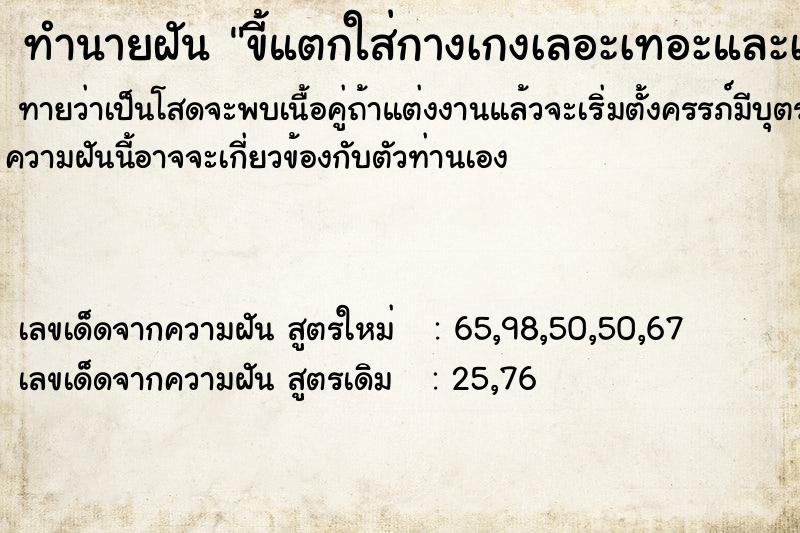 ทำนายฝัน ขี้แตกใส่กางเกงเลอะเทอะและเหม็น ทำนายฝัน ขี้แตกใส่กางเกงเลอะเทอะและเหม็น