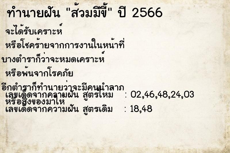 ทำนายฝัน ส้วมมีขี้