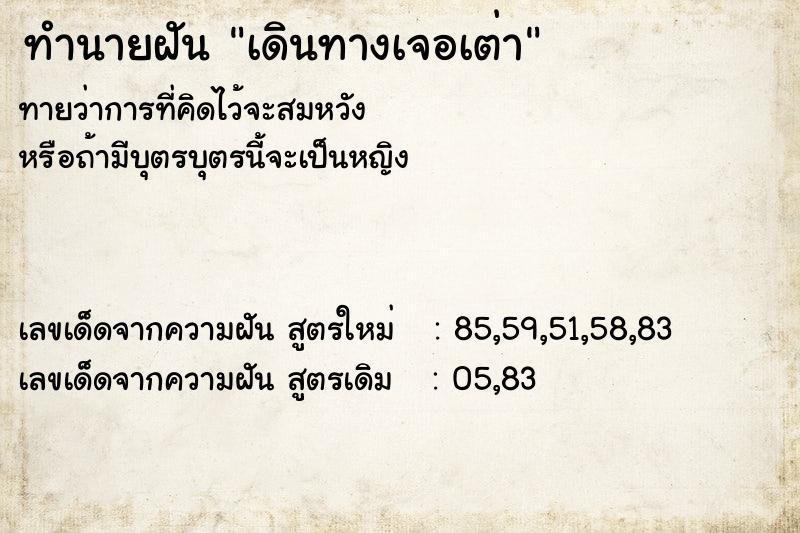 ทำนายฝันทำนายฝันเดินทางเจอเต่า