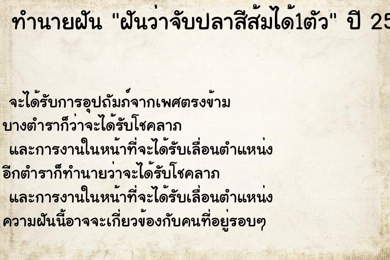 ทำนายฝันฝันว่าจับปลาสีส้มได้1ตัว ทำนายฝันทำนายฝันฝันว่าจับปลาสีส้มได้1ตัว