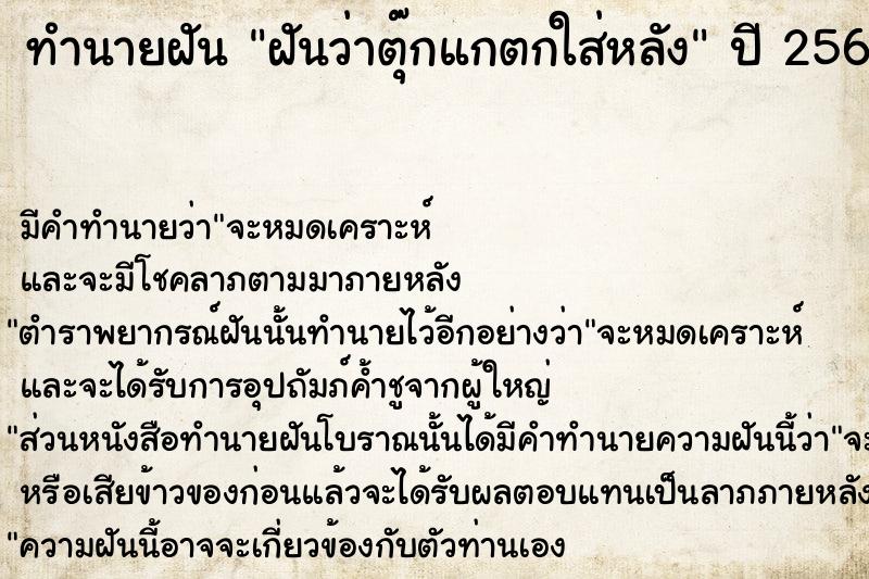 ทำนายฝัน ฝันว่าตุ๊กแกตกใส่หลัง ทำนายฝัน ฝันว่าตุ๊กแกตกใส่หลัง