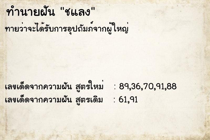 ทำนายฝันชแลง ทำนายฝันทำนายฝันชแลง