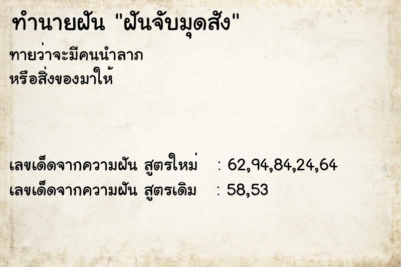 ทำนายฝันทำนายฝันฝันจับมุดสัง