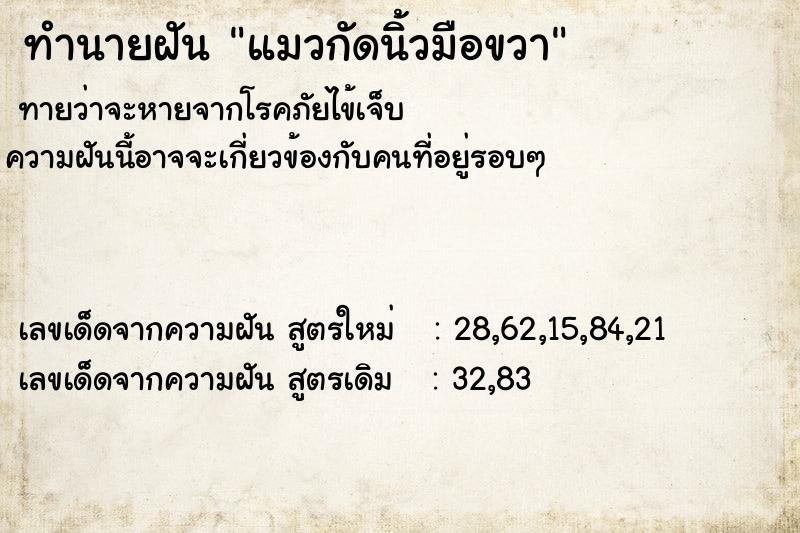 ทำนายฝันทำนายฝันแมวกัดนิ้วมือขวา