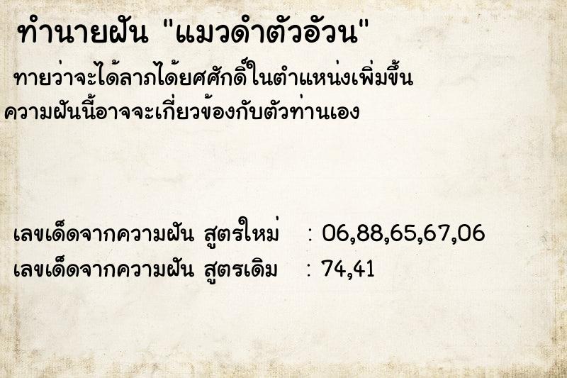 ทำนายฝัน แมวดำตัวอัวน
