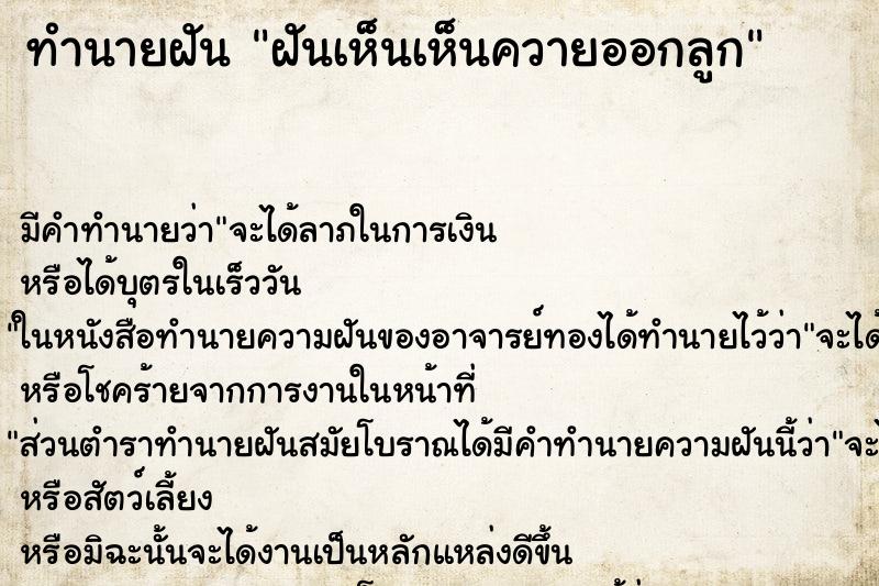 ทำนายฝันฝันเห็นเห็นควายออกลูก ทำนายฝันทำนายฝันฝันเห็นเห็นควายออกลูก