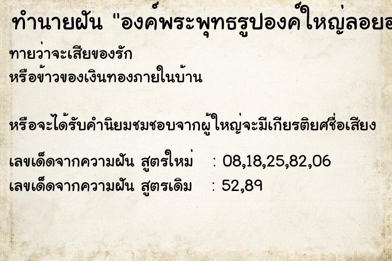 ทำนายฝันทำนายฝันองค์พระพุทธรูปองค์ใหญ่ลอยอยู่บนฟ้า