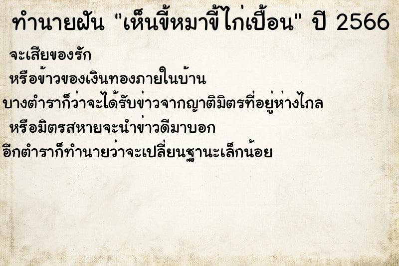 ทำนายฝัน เห็นขี้หมาขี้ไก่เปื้อน ทำนายฝัน เห็นขี้หมาขี้ไก่เปื้อน