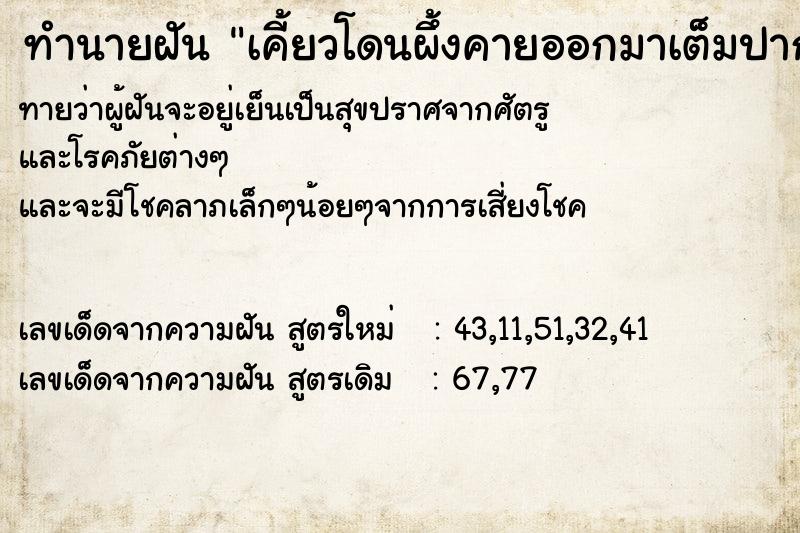 ทำนายฝันเคี้ยวโดนผึ้งคายออกมาเต็มปาก ทำนายฝันทำนายฝันเคี้ยวโดนผึ้งคายออกมาเต็มปาก