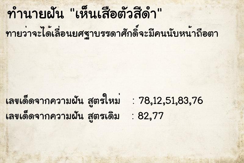 ทำนายฝันทำนายฝันเห็นเสือตัวสีดำ