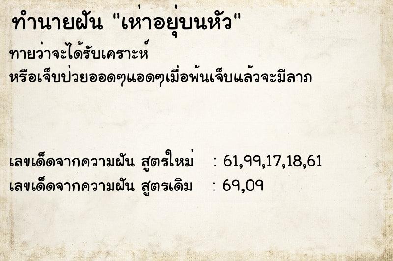 ทำนายฝันทำนายฝันเห่าอยุ่บนหัว