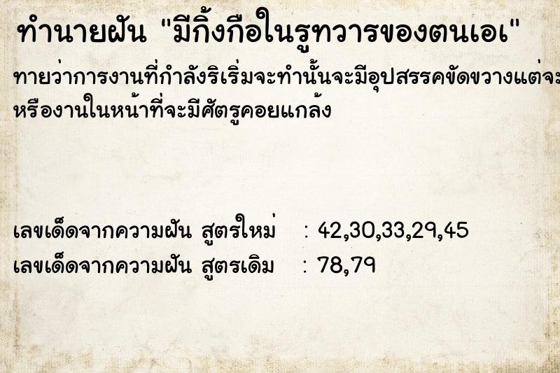 ทำนายฝัน มีกิ้งกือในรูทวารของตนเอà