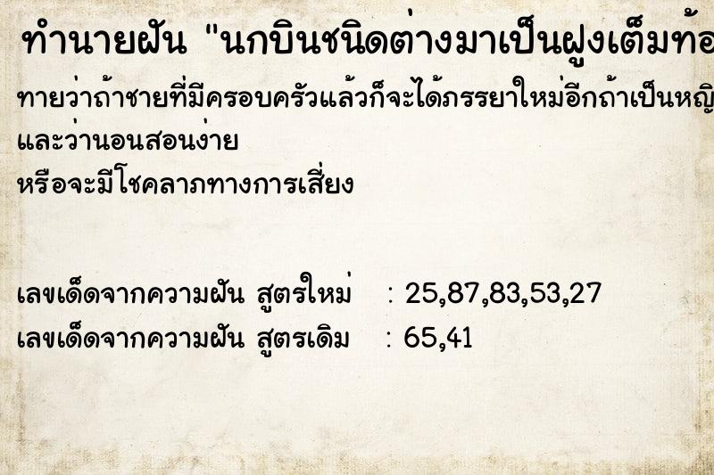 ทำนายฝันนกบินชนิดต่างมาเป็นฝูงเต็มท้องฟ้า ทำนายฝันทำนายฝันนกบินชนิดต่างมาเป็นฝูงเต็มท้องฟ้า