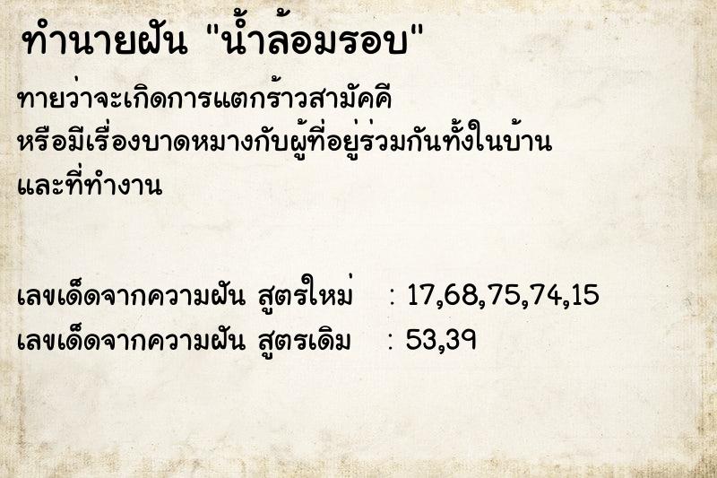 ทำนายฝัน น้ำล้อมรอบ ตำราโบราณ แม่นที่สุดในโลก