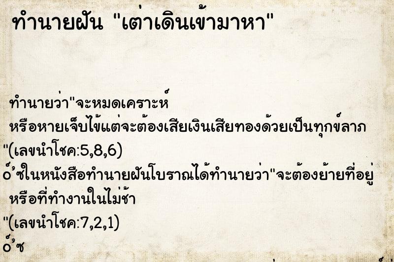 ทำนายฝันทำนายฝันเต่าเดินเข้ามาหา