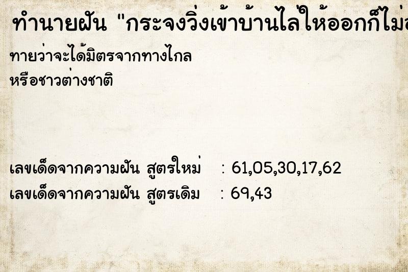 ทำนายฝันทำนายฝันกระจงวิ่งเข้าบ้านไล่ให้ออกก็ไม่ออก