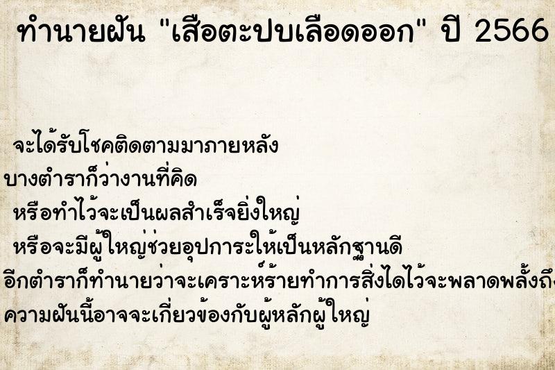 ทำนายฝัน เสือตะปบเลือดออก ตำราโบราณ แม่นที่สุดในโลก