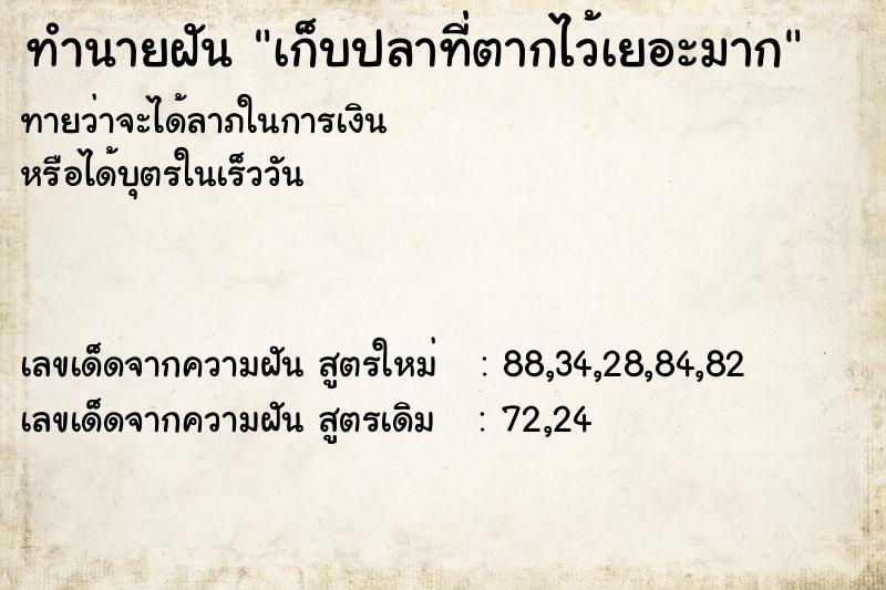 ทำนายฝัน เก็บปลาที่ตากไว้เยอะมาก ทำนายฝัน เก็บปลาที่ตากไว้เยอะมาก