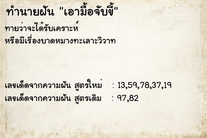 ทำนายฝันทำนายฝันเอามื้อจับขี้