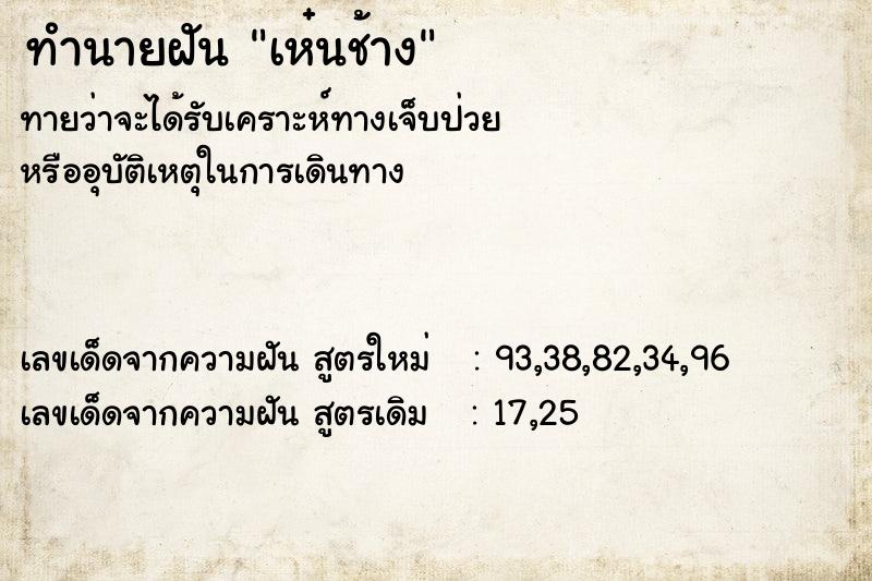 ทำนายฝันเห๋นช้าง ทำนายฝันทำนายฝันเห๋นช้าง