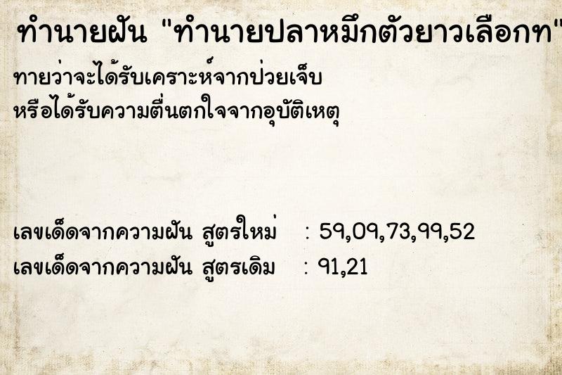 ทำนายฝัน ทำนายปลาหมึกตัวยาวเลือกท ทำนายฝัน ทำนายปลาหมึกตัวยาวเลือกท