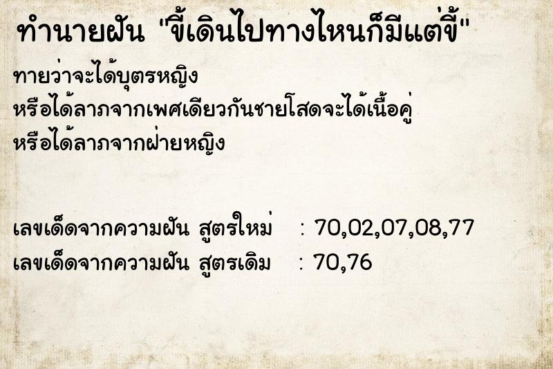 ทำนายฝันขี้เดินไปทางไหนก็มีแต่ขี้ ทำนายฝันทำนายฝันขี้เดินไปทางไหนก็มีแต่ขี้