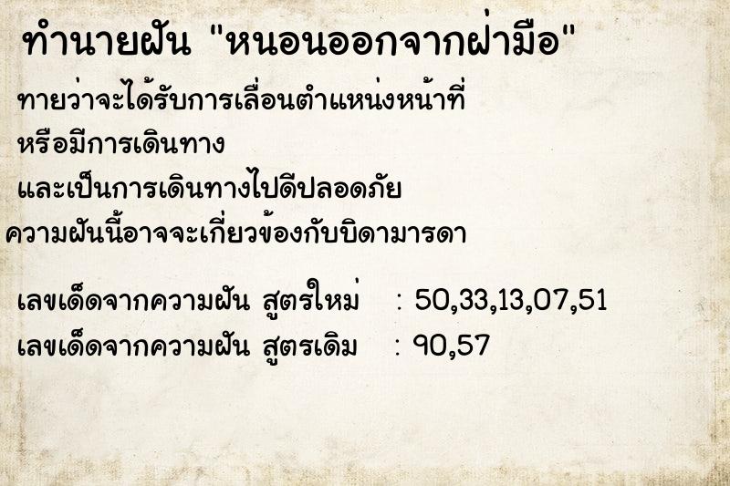 ทำนายฝันทำนายฝันหนอนออกจากฝ่ามือ