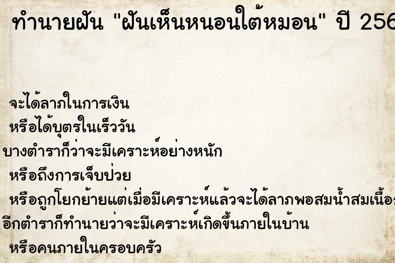 ทำนายฝันฝันเห็นหนอนใต้หมอน ทำนายฝันทำนายฝันฝันเห็นหนอนใต้หมอน