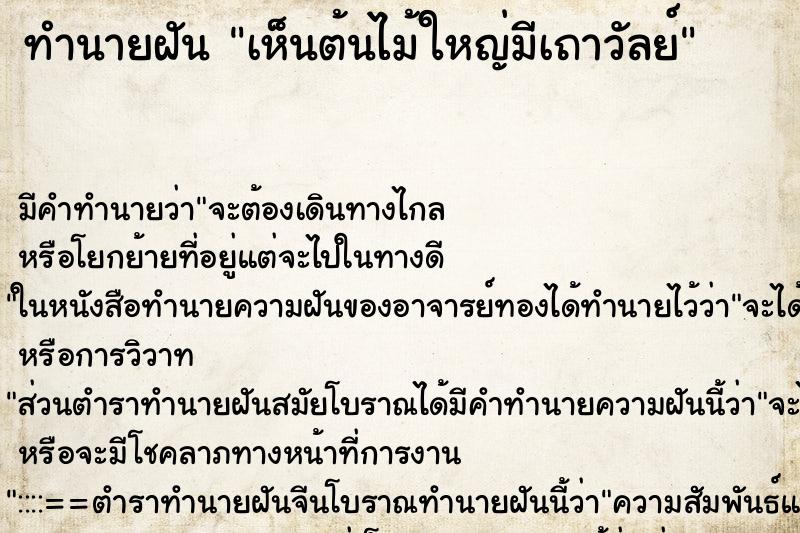 ทำนายฝัน เห็นต้นไม้ใหญ่มีเถาวัลย์ ทำนายฝัน เห็นต้นไม้ใหญ่มีเถาวัลย์