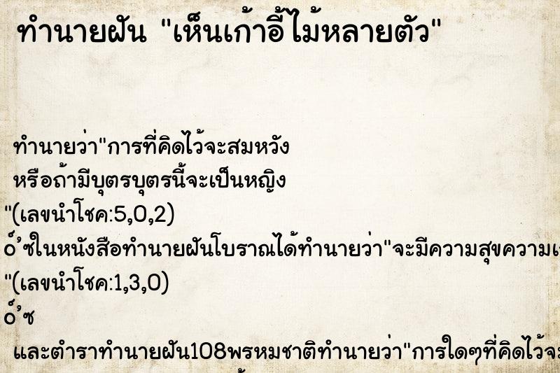 ทำนายฝัน เห็นเก้าอี้ไม้หลายตัว ตำราโบราณ แม่นที่สุดในโลก