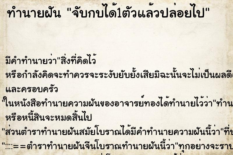 ทำนายฝัน จับกบได้1ตัวแล้วปล่อยไป