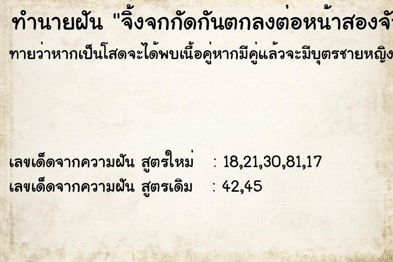 ทำนายฝันทำนายฝันจิ้งจกกัดกันตกลงต่อหน้าสองจัว