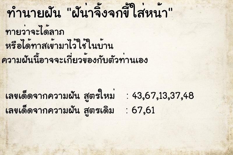 ทำนายฝันทำนายฝันฝัน่าจิ้งจกขี้ใส่หน้า