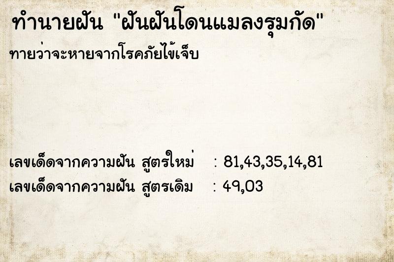 ทำนายฝันฝันฝันโดนแมลงรุมกัด ทำนายฝันทำนายฝันฝันฝันโดนแมลงรุมกัด