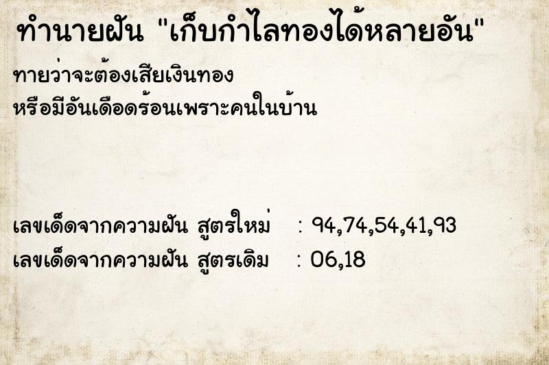 ทำนายฝันเก็บกำไลทองได้หลายอัน ทำนายฝันทำนายฝันเก็บกำไลทองได้หลายอัน